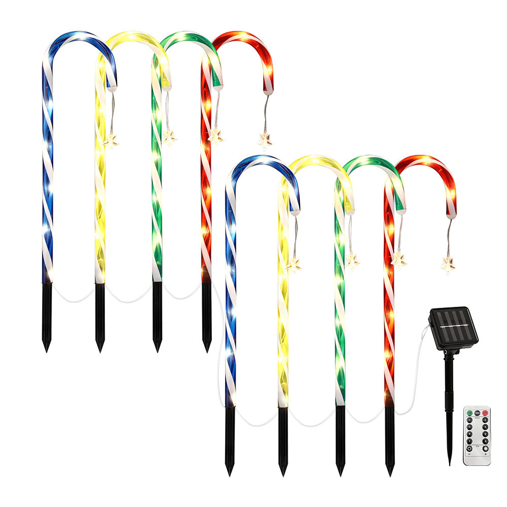 8PCS Candy Cane Pathway Lights – 72 Warm White LED Lights