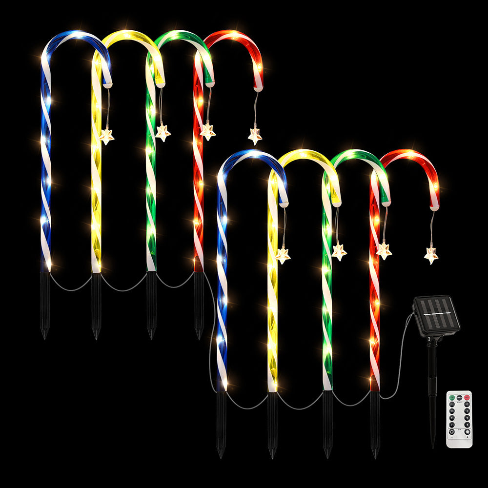 8PCS Candy Cane Pathway Lights – 72 Warm White LED Lights