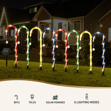 8PCS Candy Cane Pathway Lights – 72 Warm White LED Lights