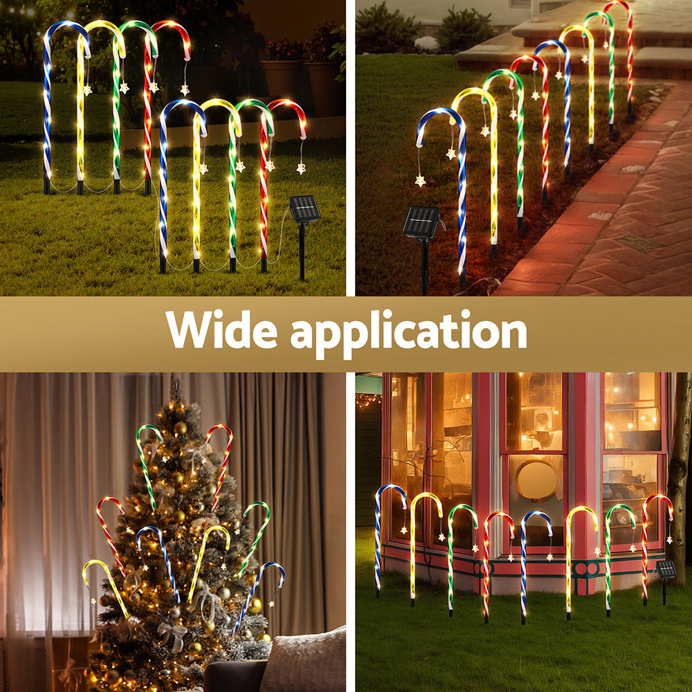 8PCS Candy Cane Pathway Lights – 72 Warm White LED Lights