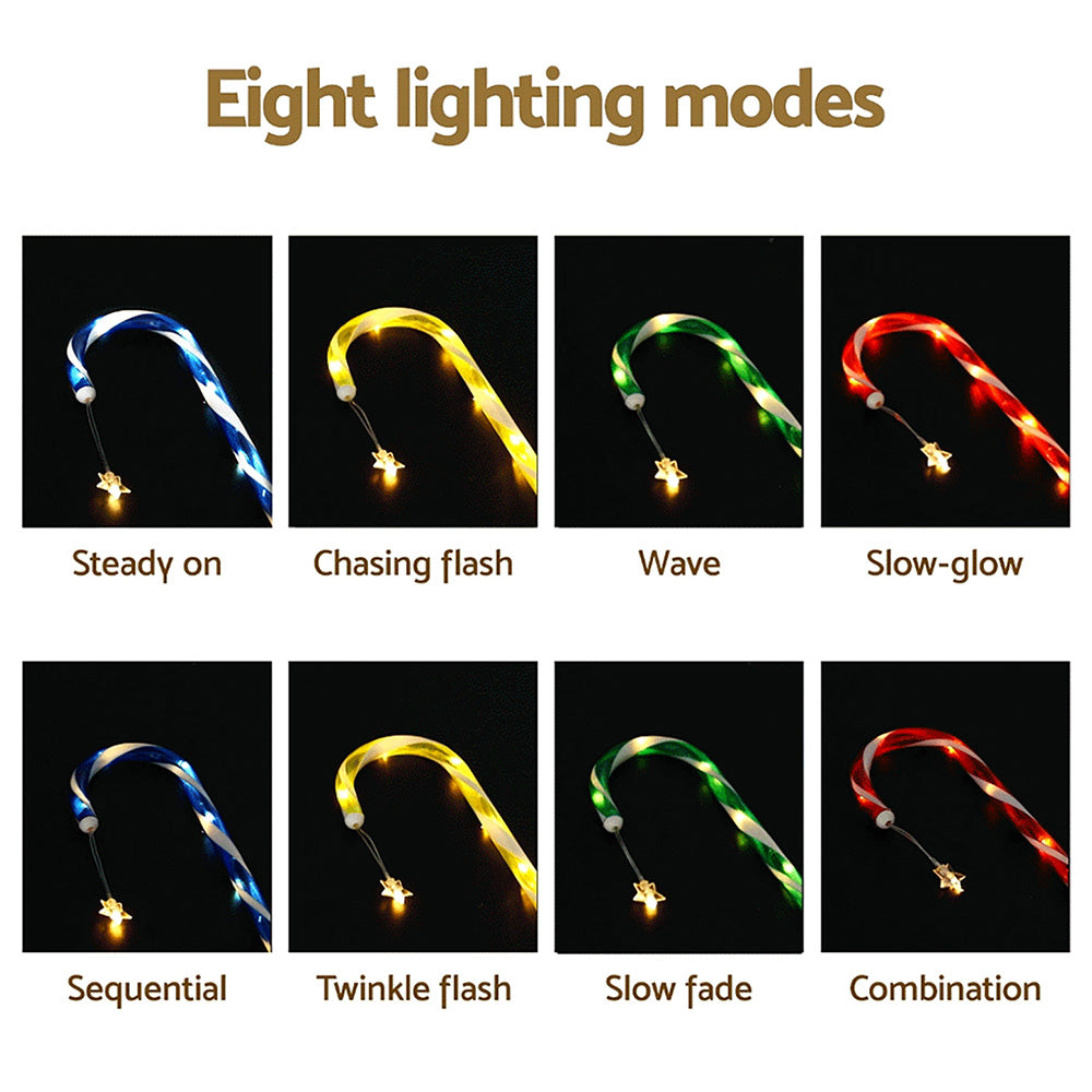 8PCS Candy Cane Pathway Lights – 72 Warm White LED Lights