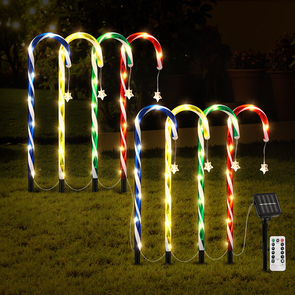 8PCS Candy Cane Pathway Lights – 72 Warm White LED Lights
