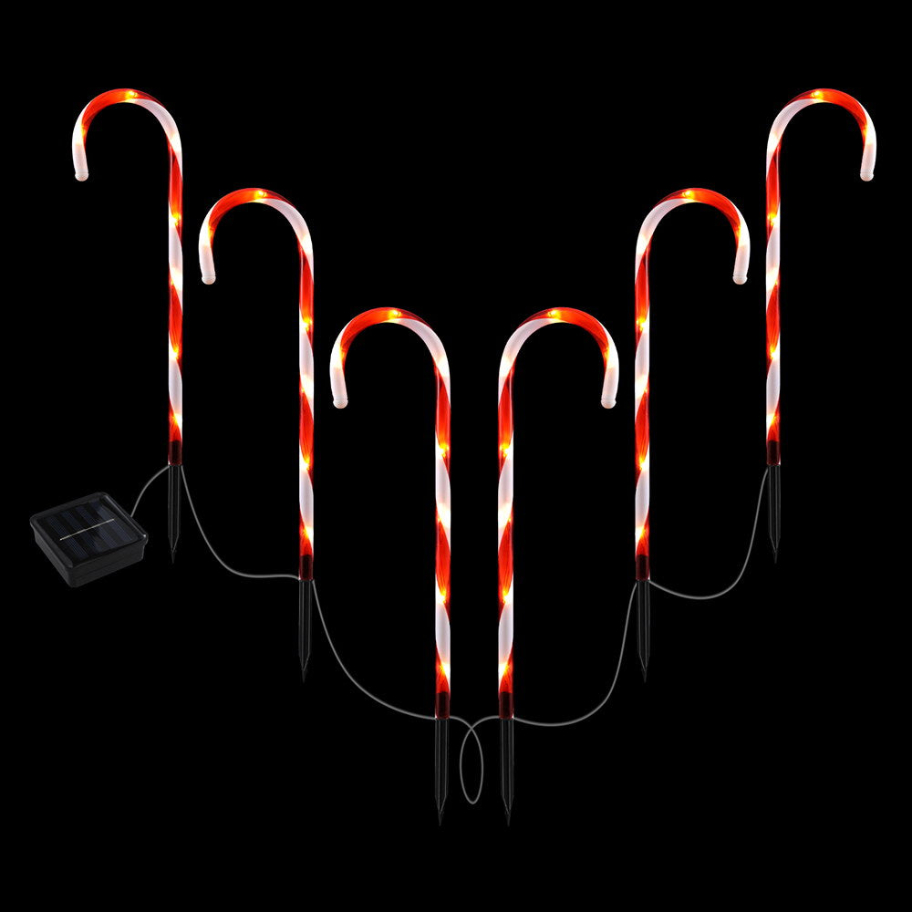 6PCS Candy Cane Pathway Lights – 42 Warm White LED Lights