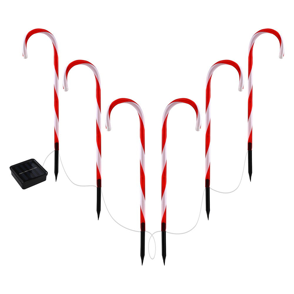 6PCS Candy Cane Pathway Lights – 42 Warm White LED Lights