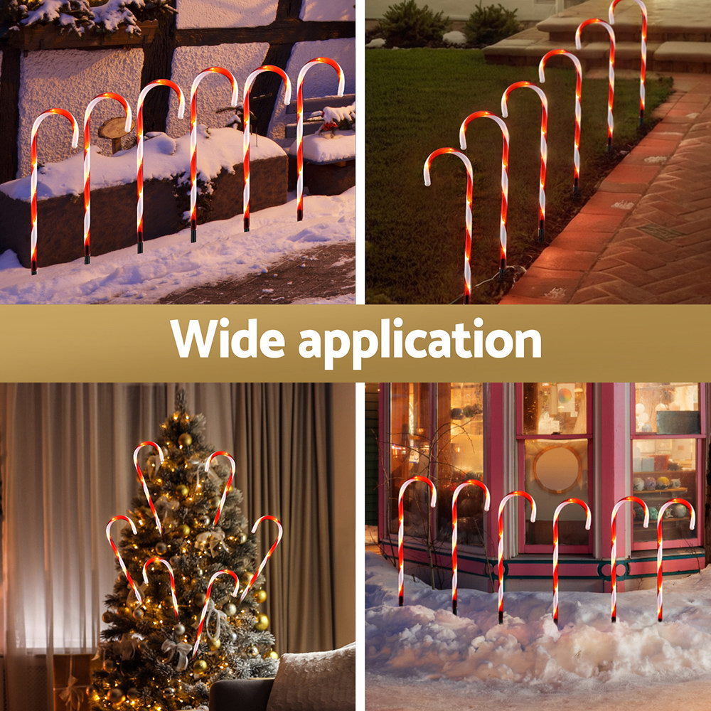 6PCS Candy Cane Pathway Lights – 42 Warm White LED Lights