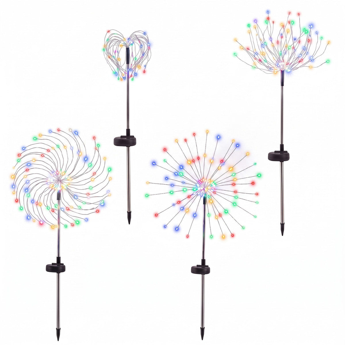 Solar Firework Path Lights 4 Pack with 480 Multi-Colour LED Lights