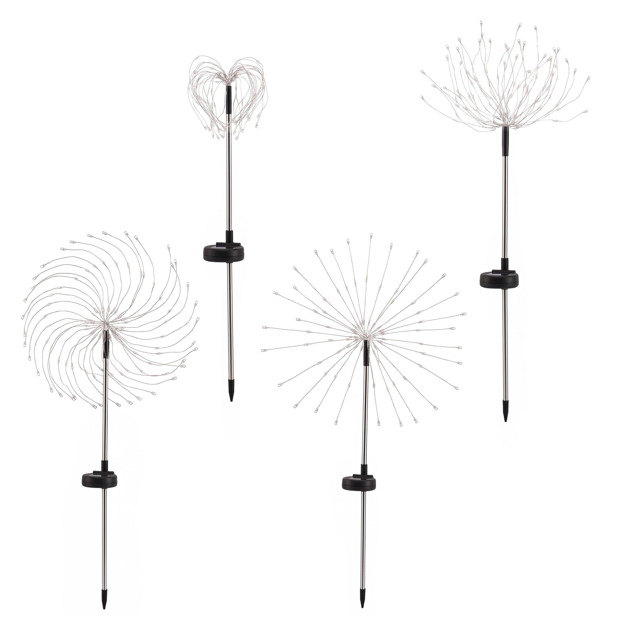 4 Pack Solar Firework Pathway Lights – 480 Warm White LEDs