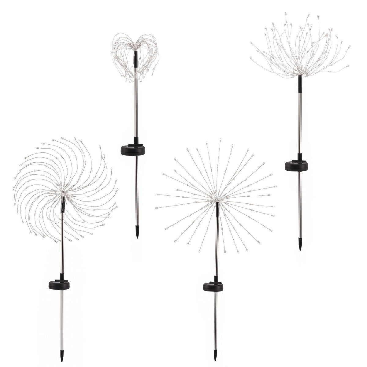 4 Pack Solar Firework Pathway Lights – 480 Warm White LEDs