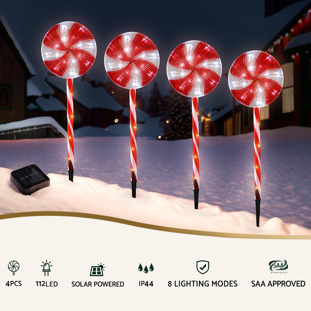 4PCS Lollipop Pathway Lights – 112 Cold White LED Lights