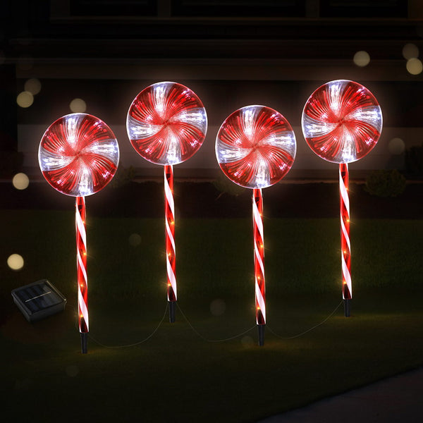 4PCS Lollipop Pathway Lights – 112 Cold White LED Lights