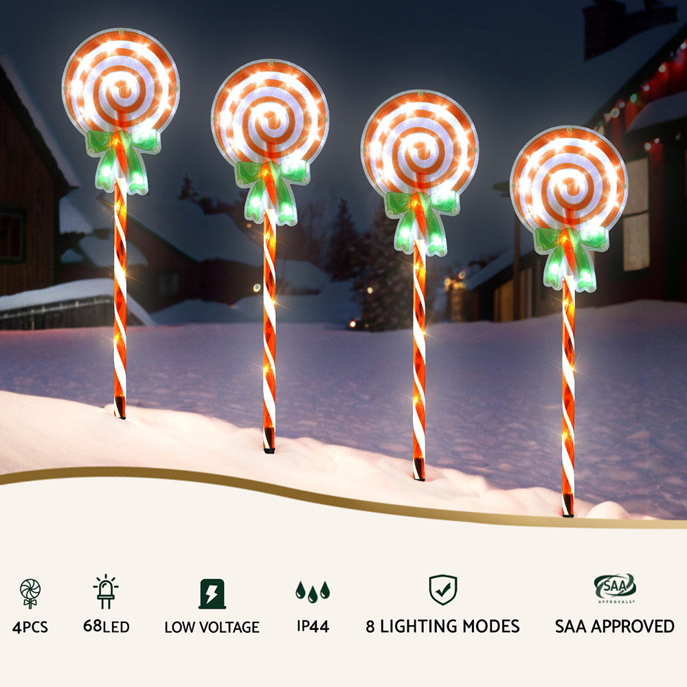 4PCS Lollipop Pathway Lights – 68 Cold White LED Lights