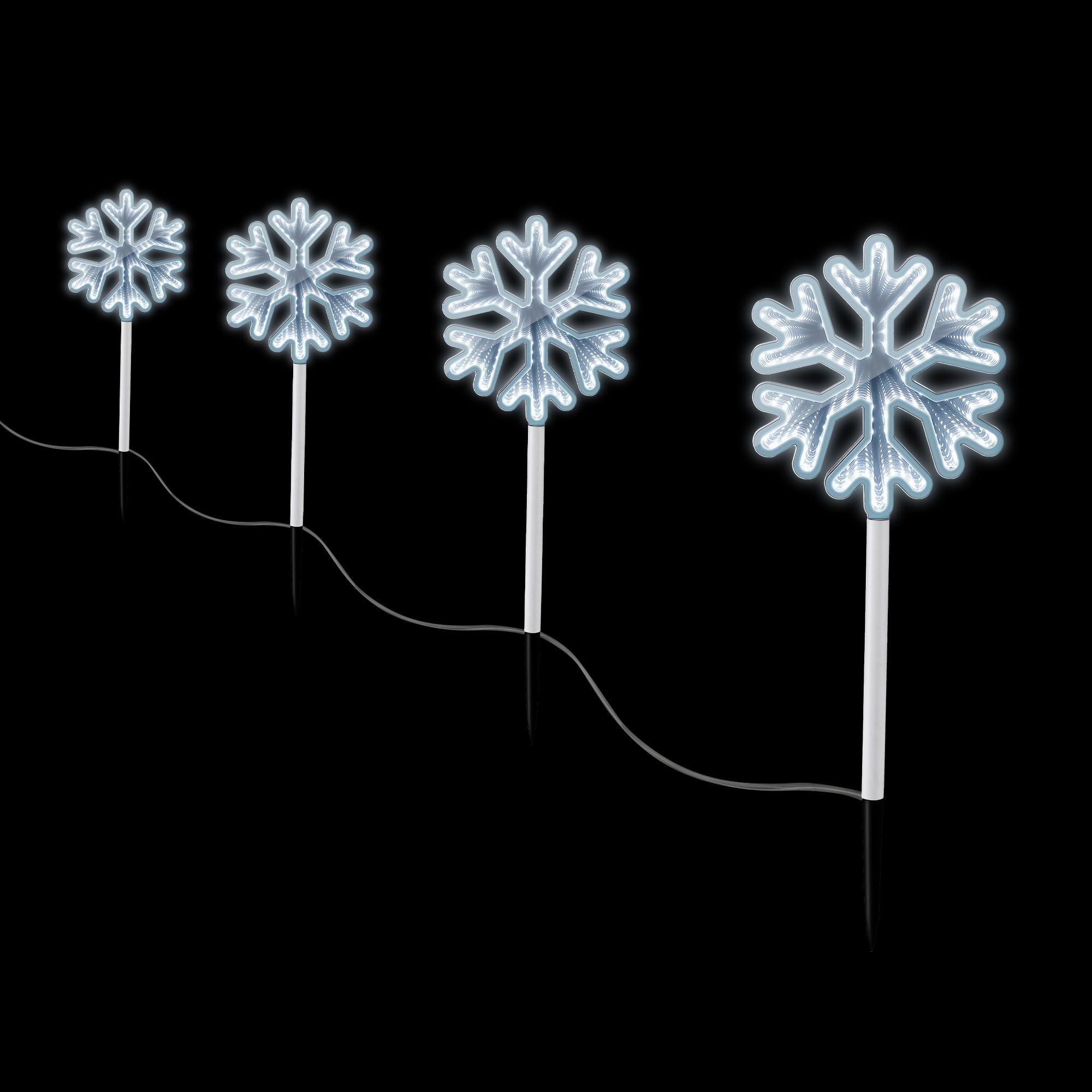 50CM Snowflake Path Lights 4 Pack with 92 White LED Lights