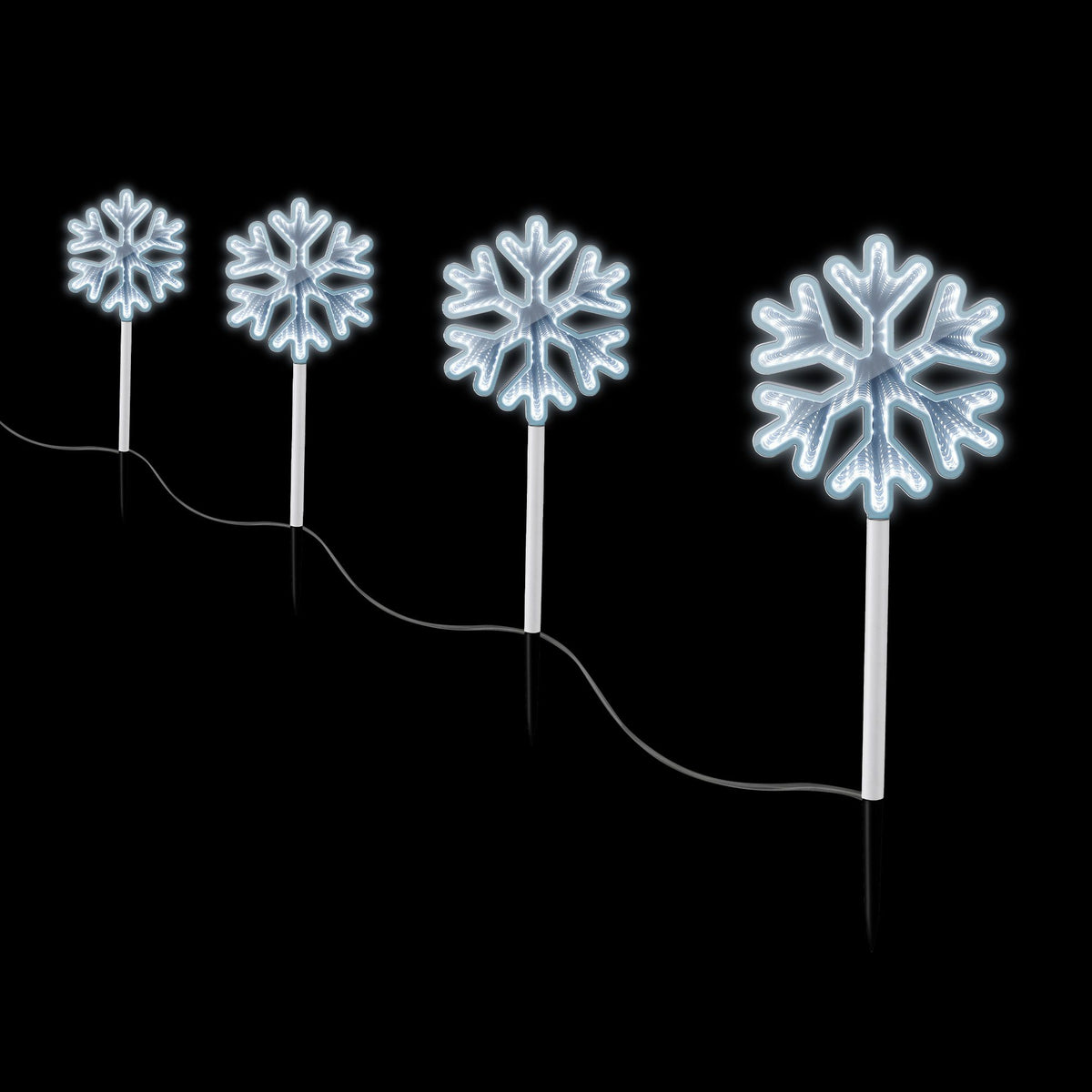 50CM Snowflake Path Lights 4 Pack with 92 White LED Lights