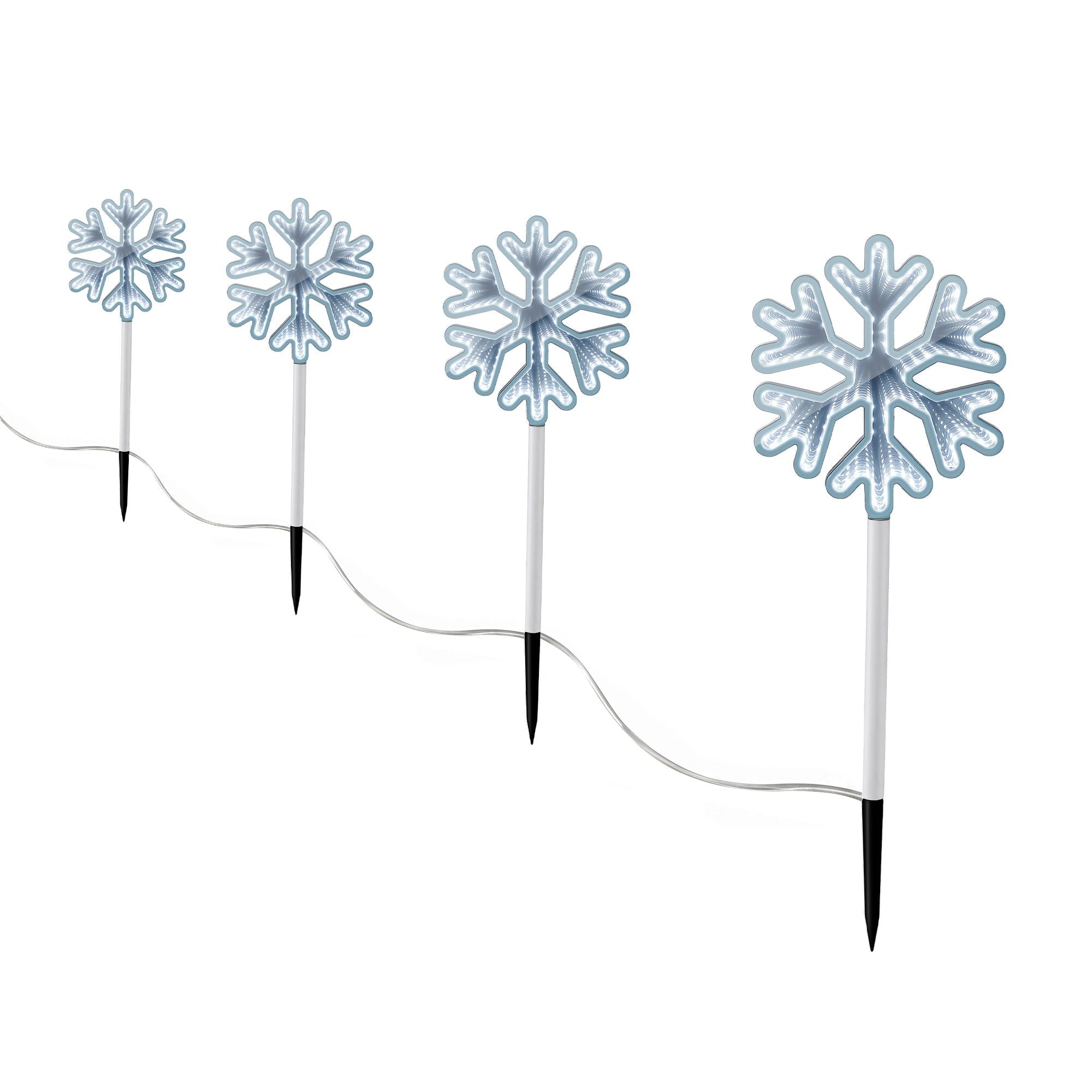 50CM Snowflake Path Lights 4 Pack with 92 White LED Lights