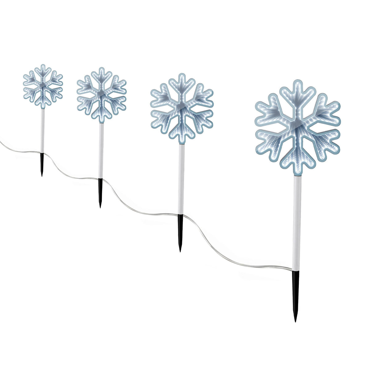 50CM Snowflake Path Lights 4 Pack with 92 White LED Lights
