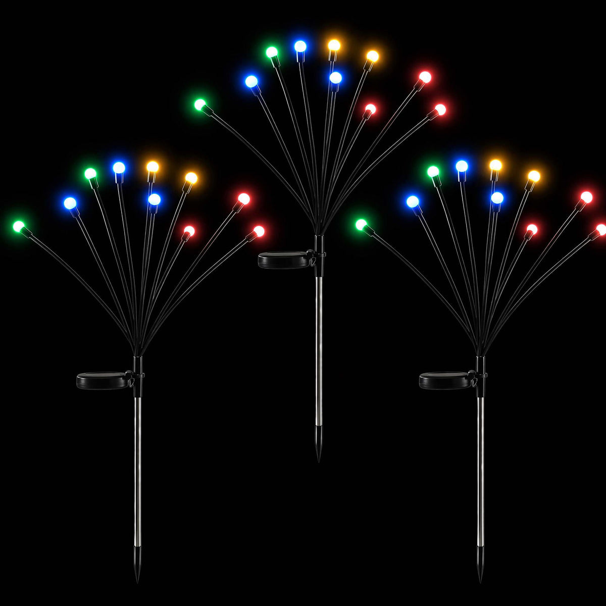 3 Pack Solar Firefly Path Lights with 30 Multicolour LEDs