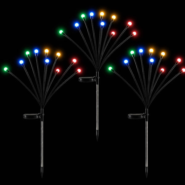 3 Pack Solar Firefly Path Lights with 30 Multicolour LEDs