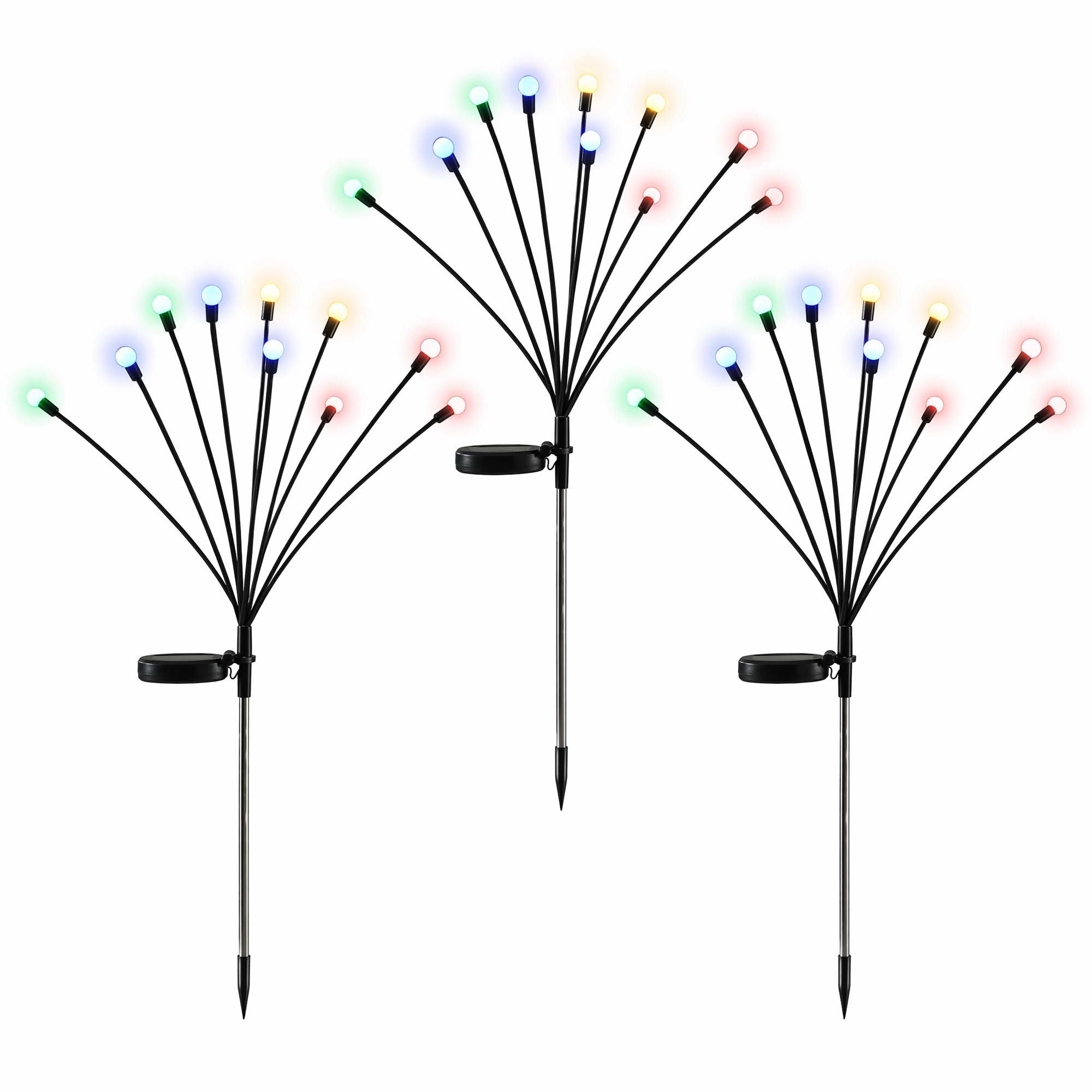 3 Pack Solar Firefly Path Lights with 30 Multicolour LEDs