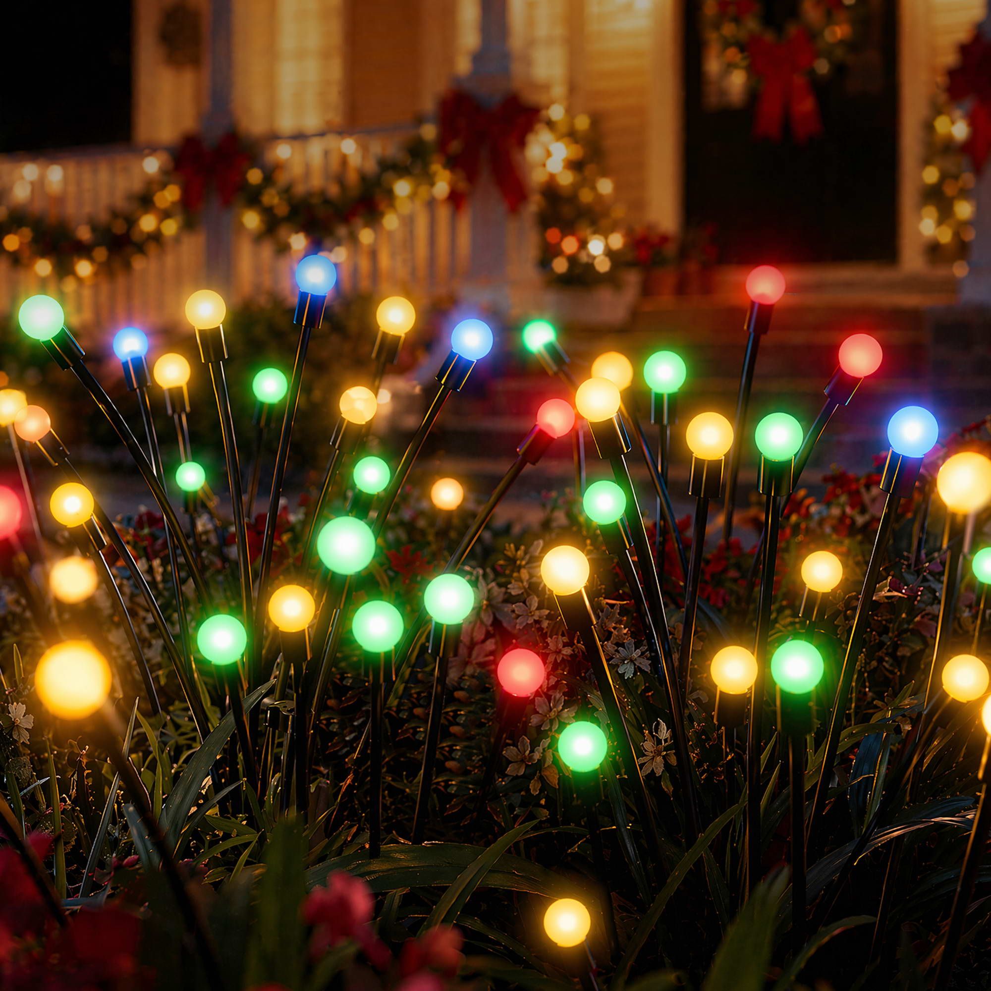 3 Pack Solar Firefly Path Lights with 30 Multicolour LEDs