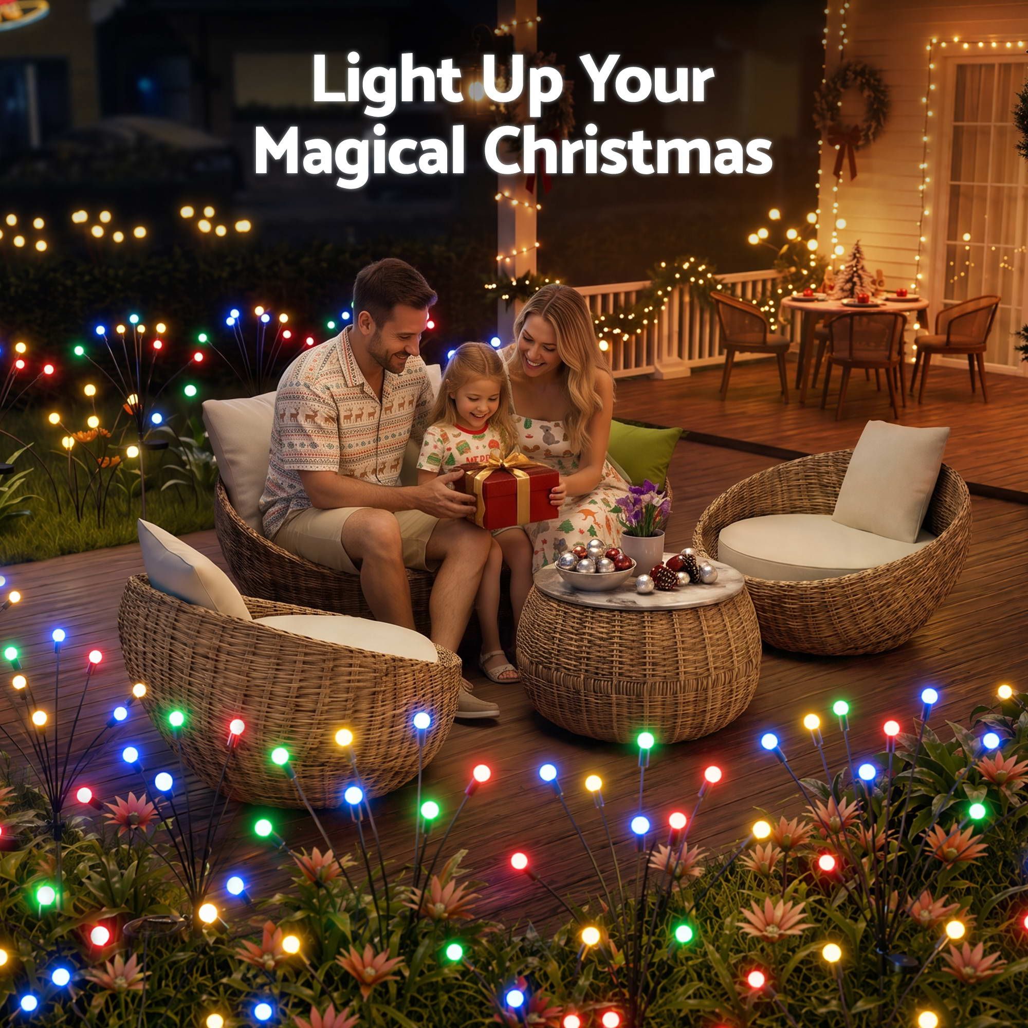 3 Pack Solar Firefly Path Lights with 30 Multicolour LEDs