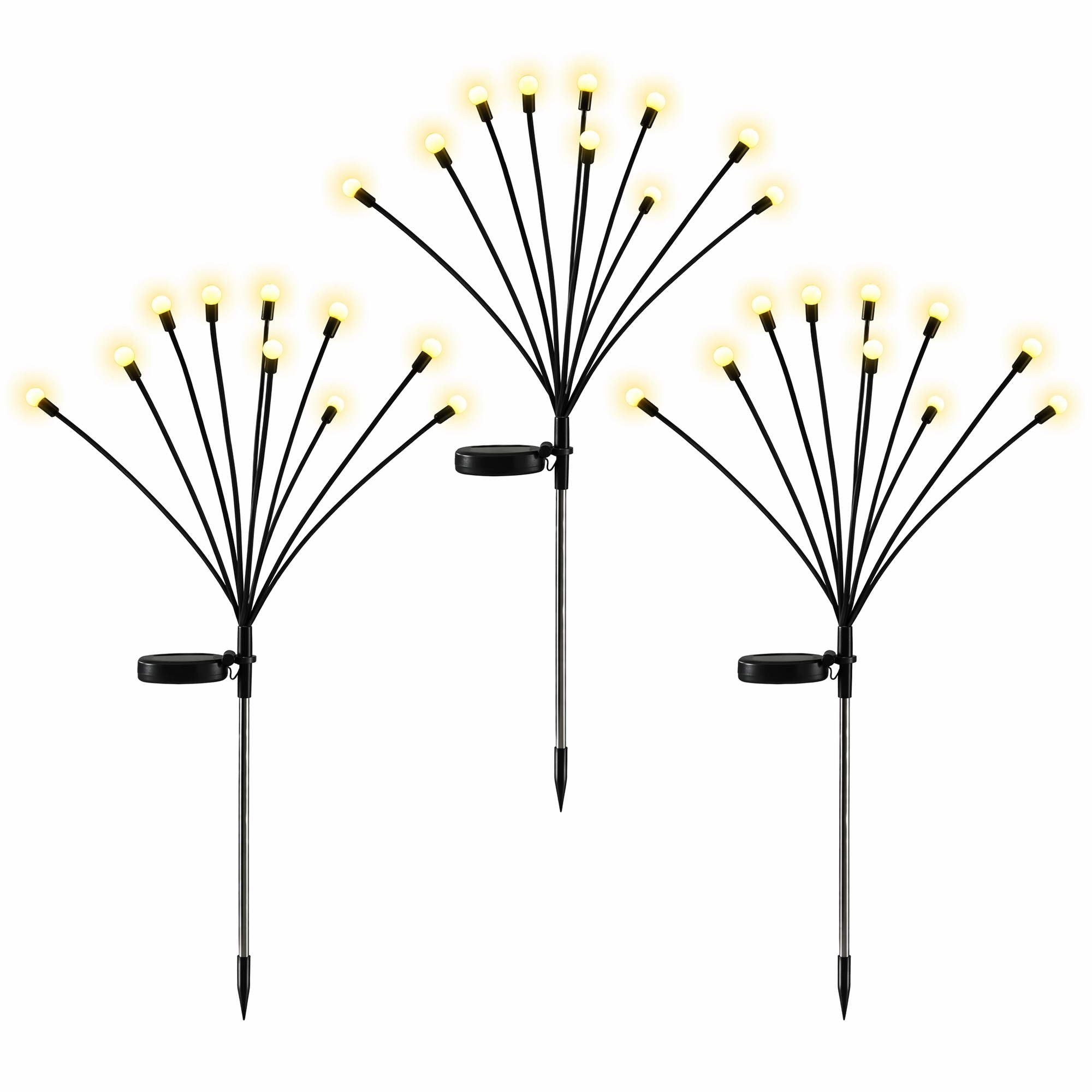 3 Pack Solar Firefly Path Lights with 30 Warm White LEDs