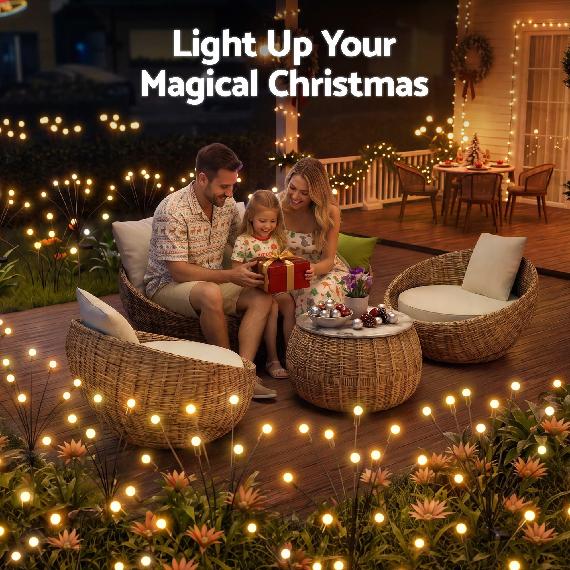 3 Pack Solar Firefly Path Lights with 30 Warm White LEDs
