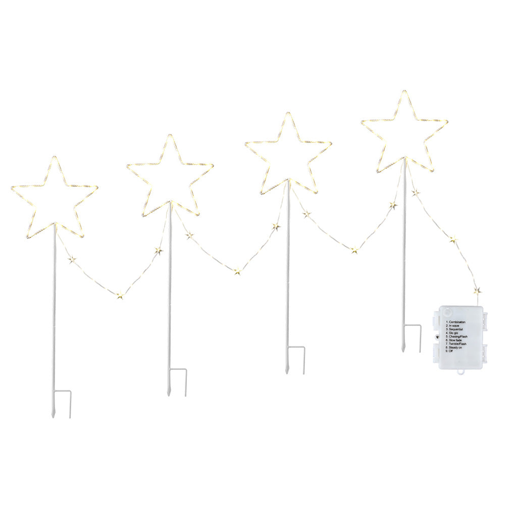 4PCS Star Pathway Lights – 144 Warm White LED Lights