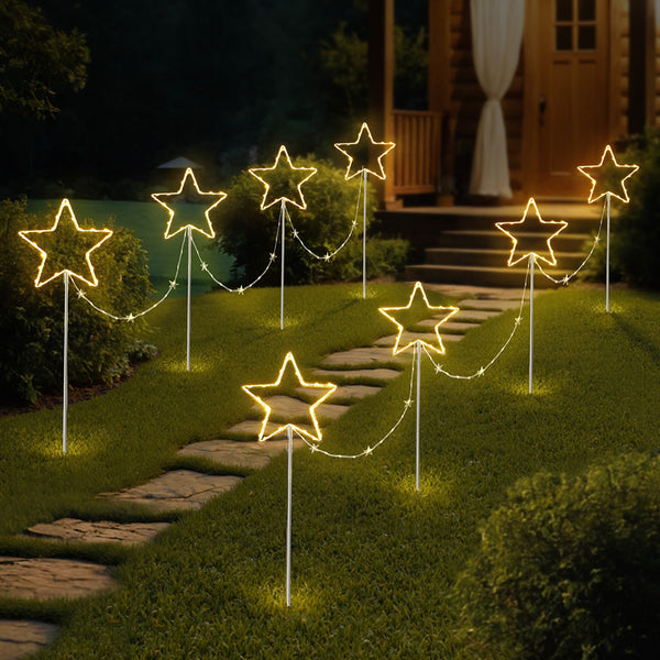 4PCS Star Pathway Lights – 144 Warm White LED Lights