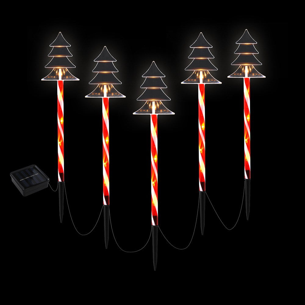5PCS Christmas Tree Pathway Lights – 25 Warm White LED Lights