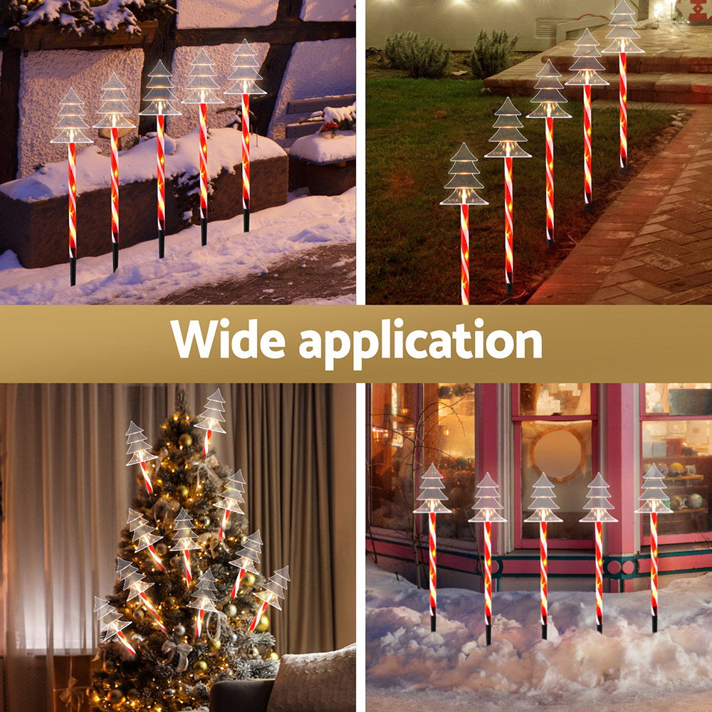 5PCS Christmas Tree Pathway Lights – 25 Warm White LED Lights