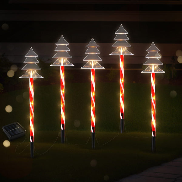 5PCS Christmas Tree Pathway Lights – 25 Warm White LED Lights