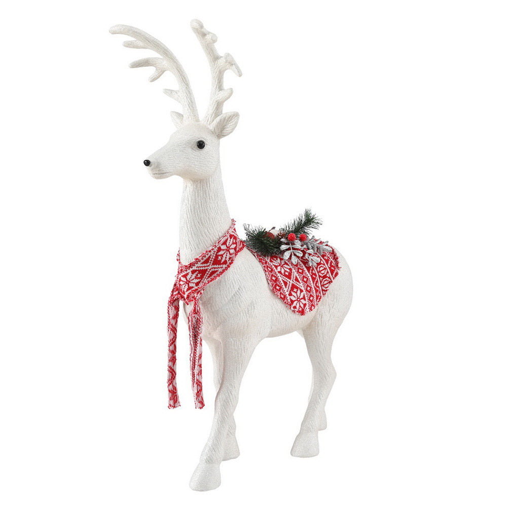 80CM Standing Deer Display – White Glitter Decoration