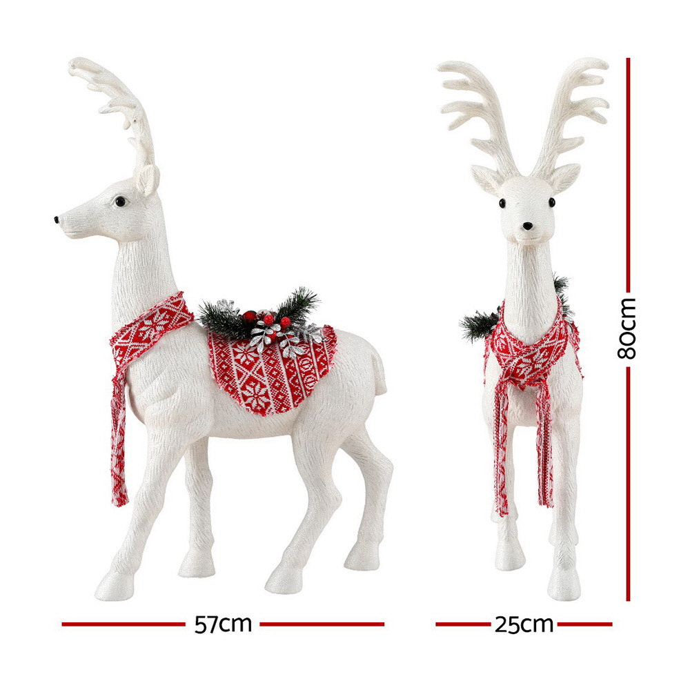 80CM Standing Deer Display – White Glitter Decoration
