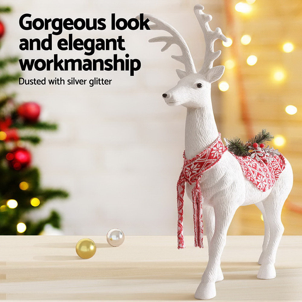 80CM Standing Deer Display – White Glitter Decoration