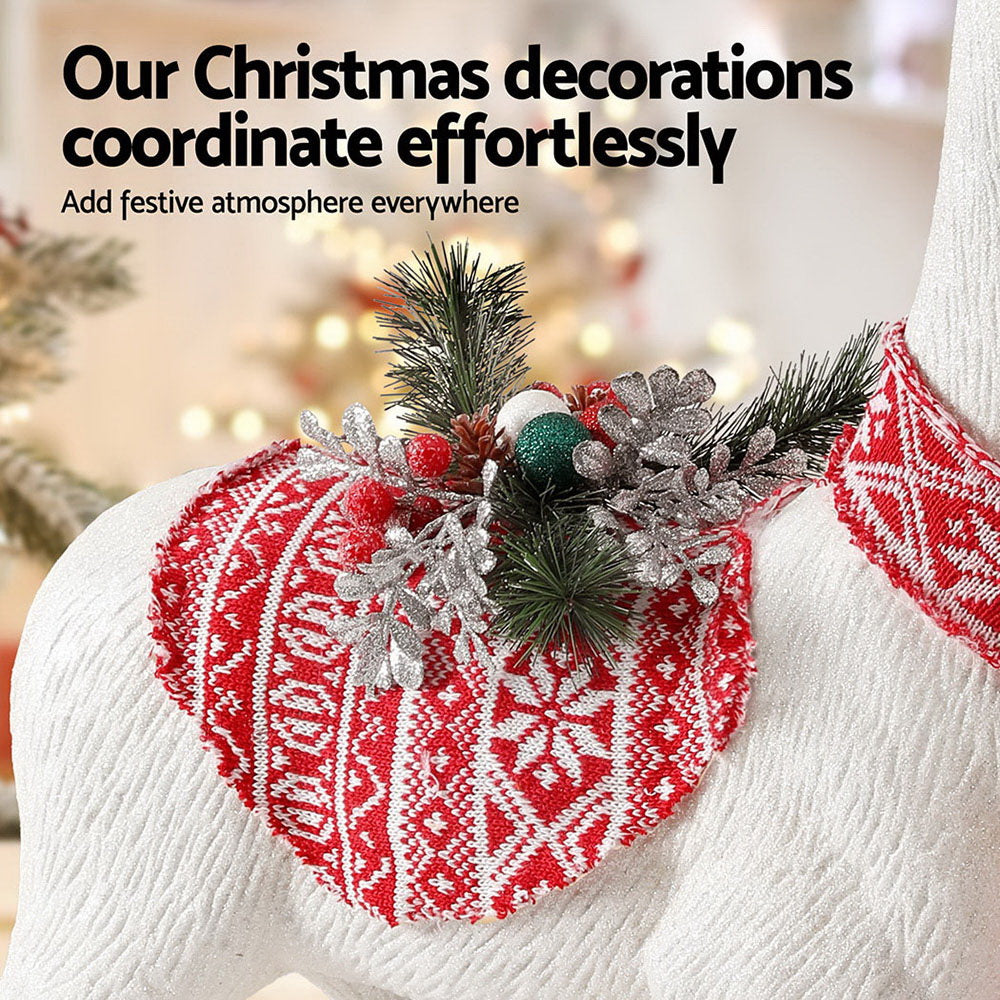 80CM Standing Deer Display – White Glitter Decoration