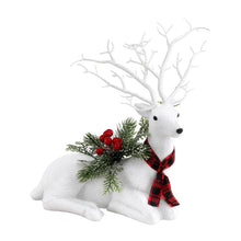 38CM Resting Deer Display – Silver Glitter Decoration