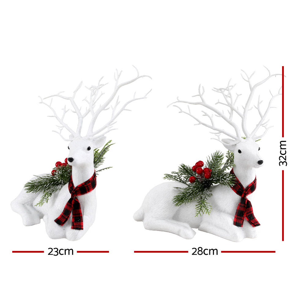 38CM Resting Deer Display – Silver Glitter Decoration