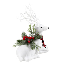 38CM Resting Deer Display – Silver Glitter Decoration