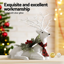 38CM Resting Deer Display – Silver Glitter Decoration