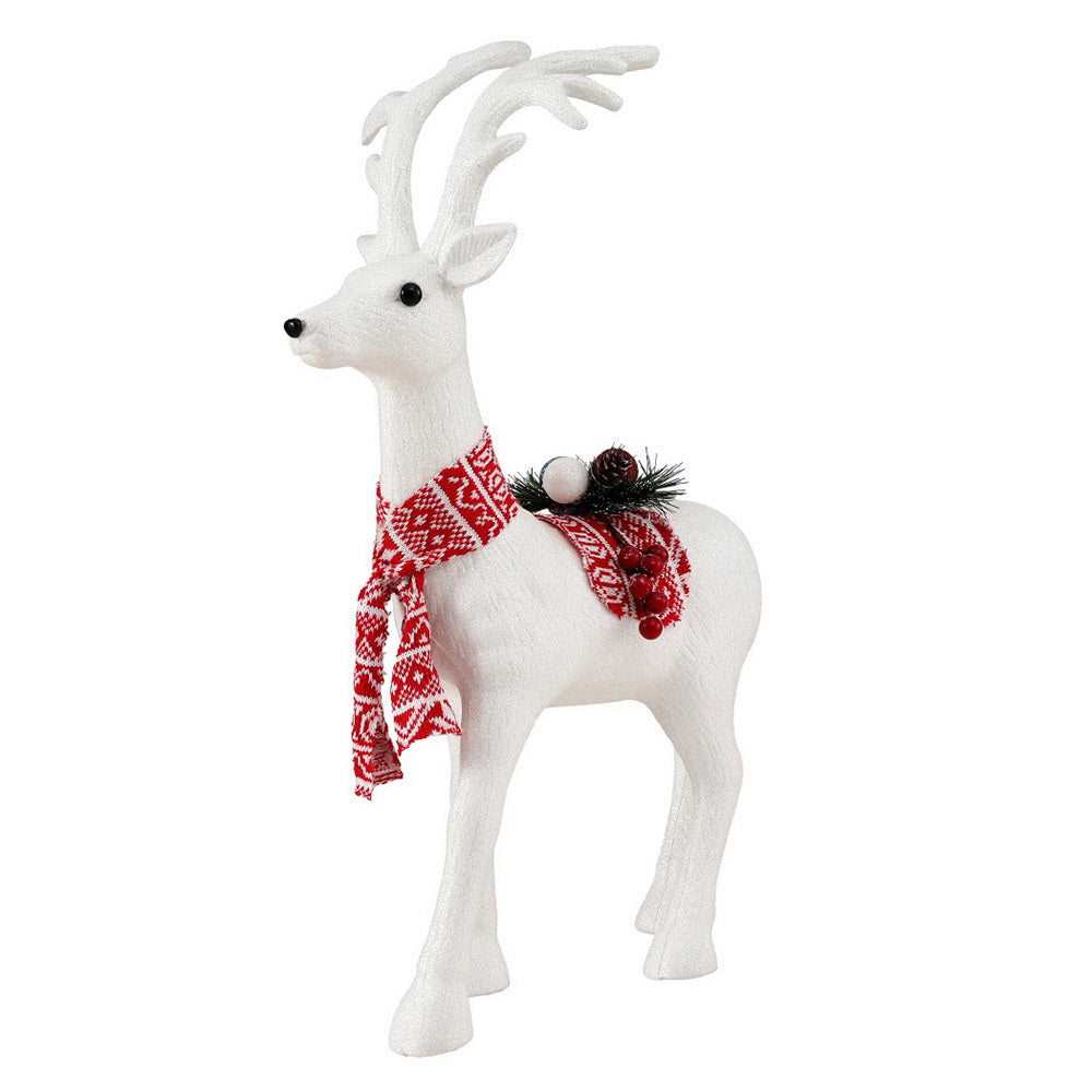 60CM Standing Deer Display – White Glitter Decoration