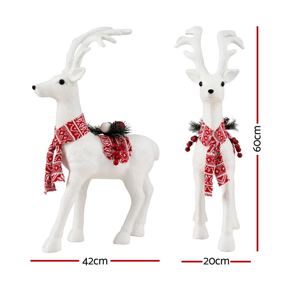 60CM Standing Deer Display – White Glitter Decoration