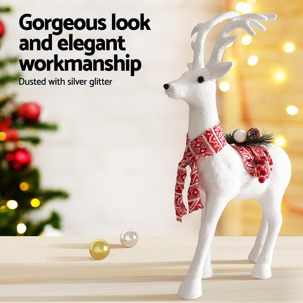 60CM Standing Deer Display – White Glitter Decoration