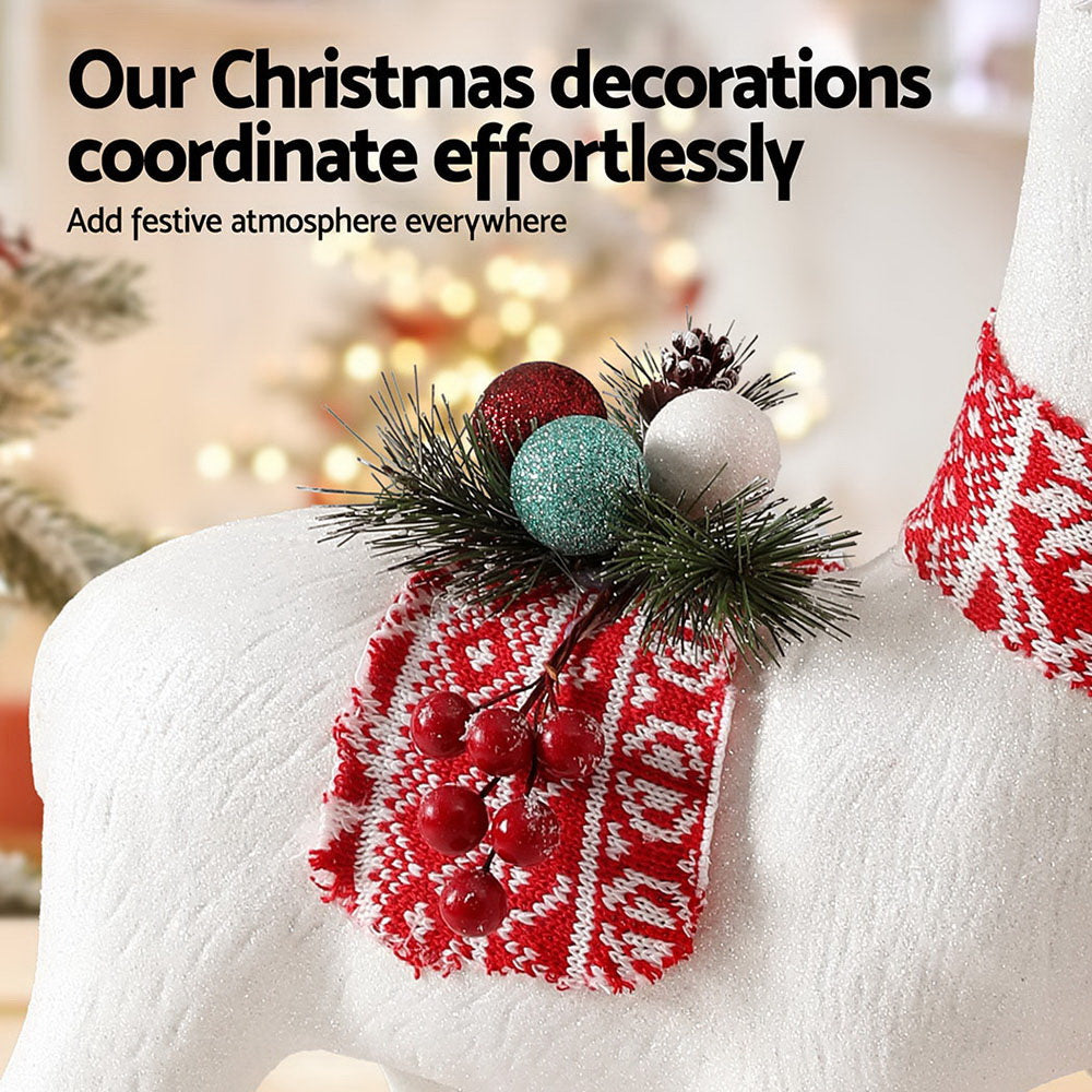 60CM Standing Deer Display – White Glitter Decoration