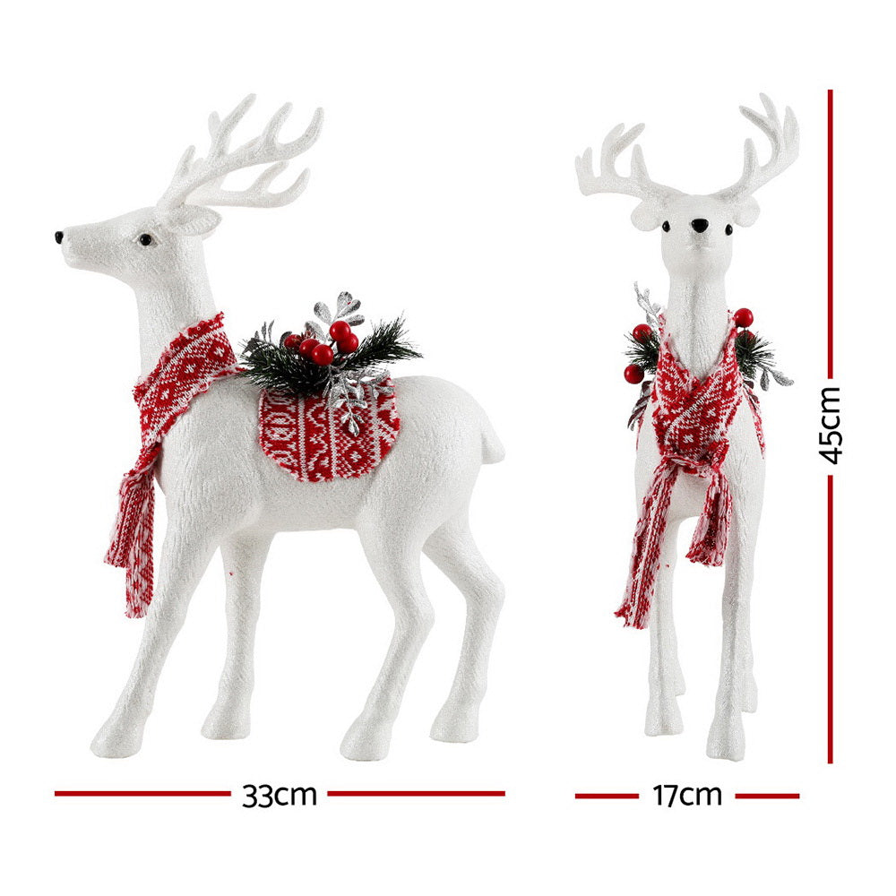 45CM Standing Deer Display – White Glitter Decoration