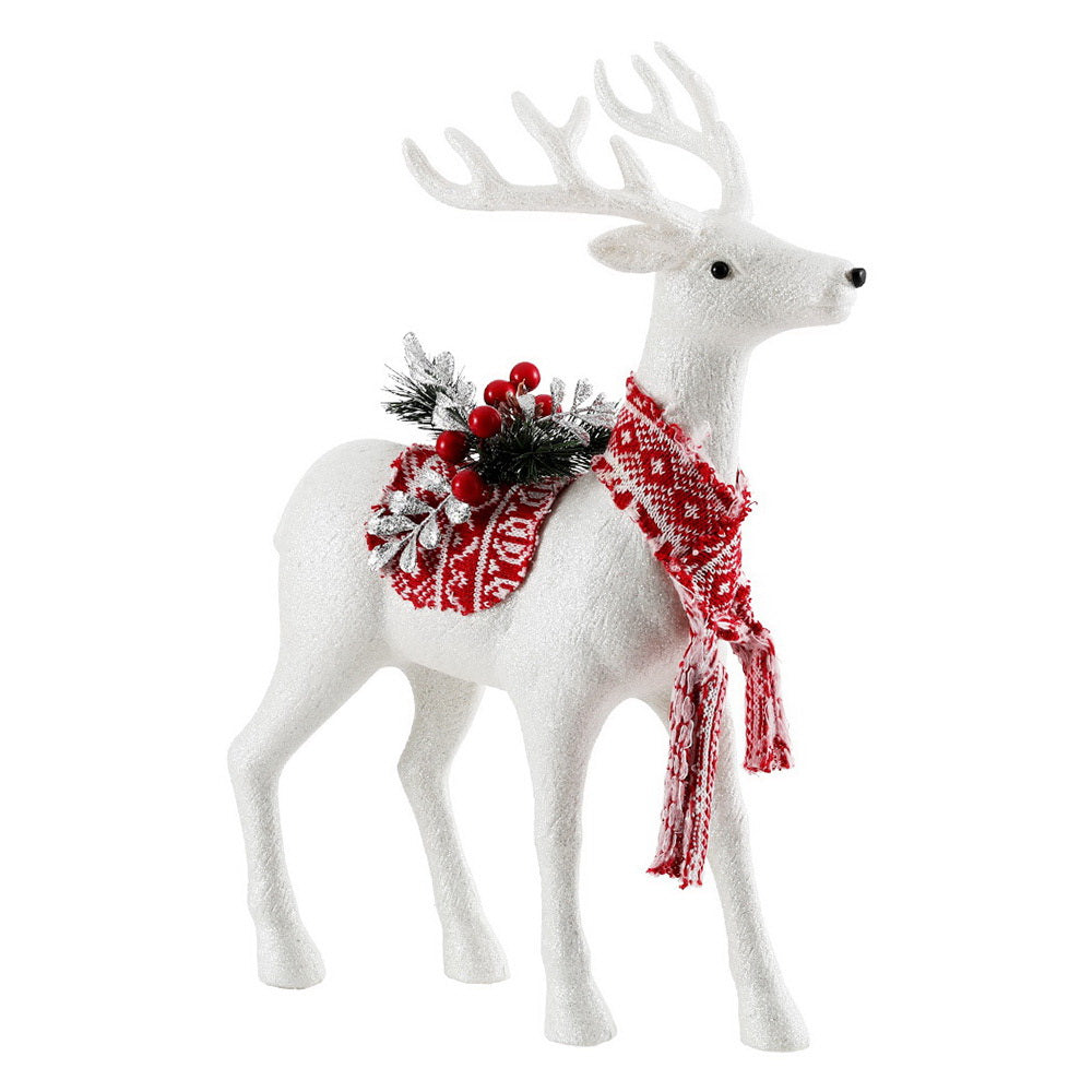 45CM Standing Deer Display – White Glitter Decoration