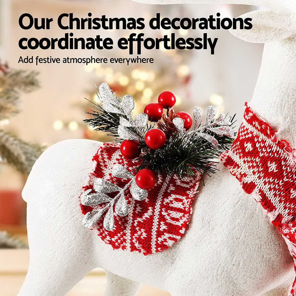 45CM Standing Deer Display – White Glitter Decoration