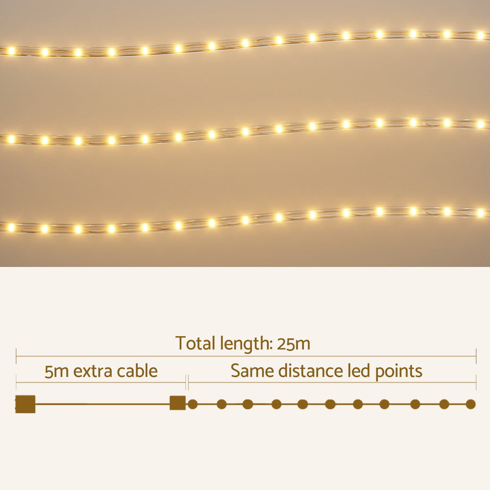 20M Rope Lights with 600 Warm White LEDs