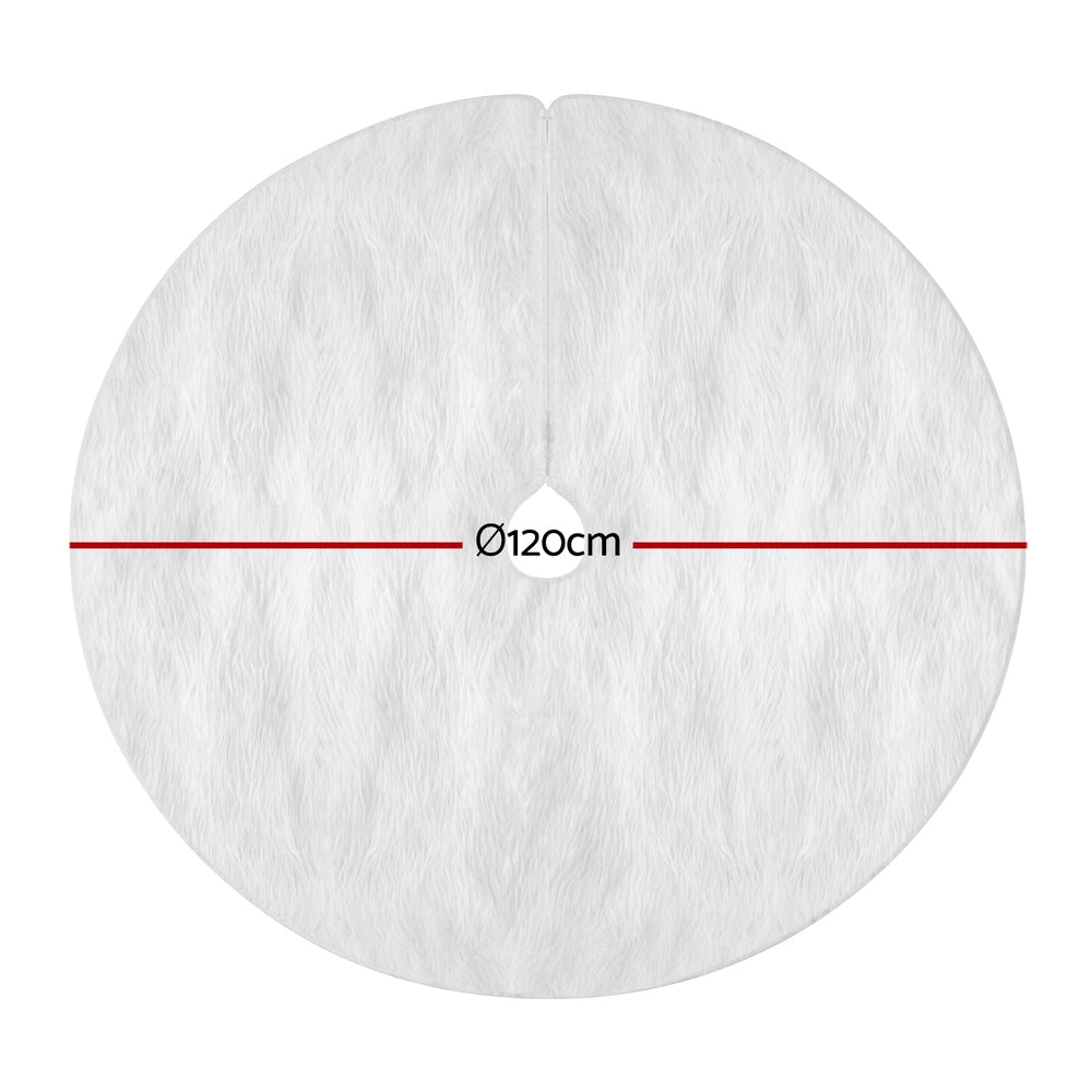120CM White Plush Christmas Tree Skirt