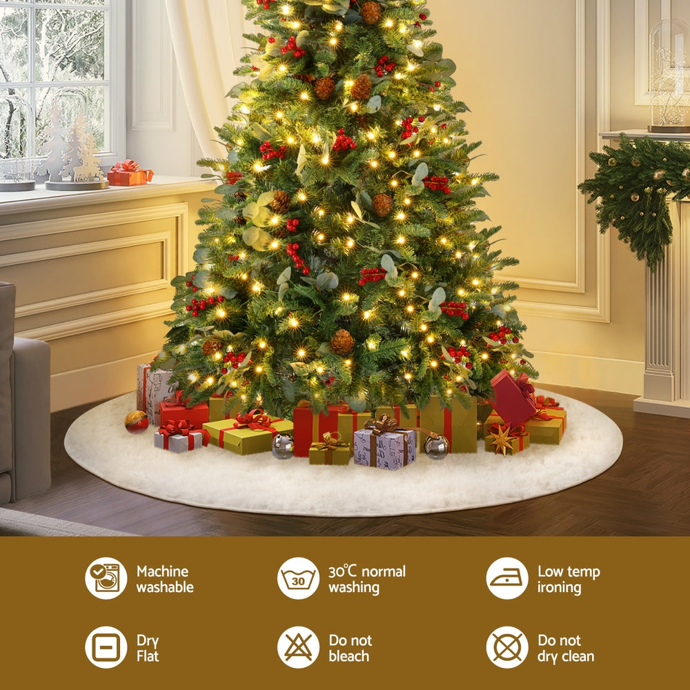 120CM White Plush Christmas Tree Skirt