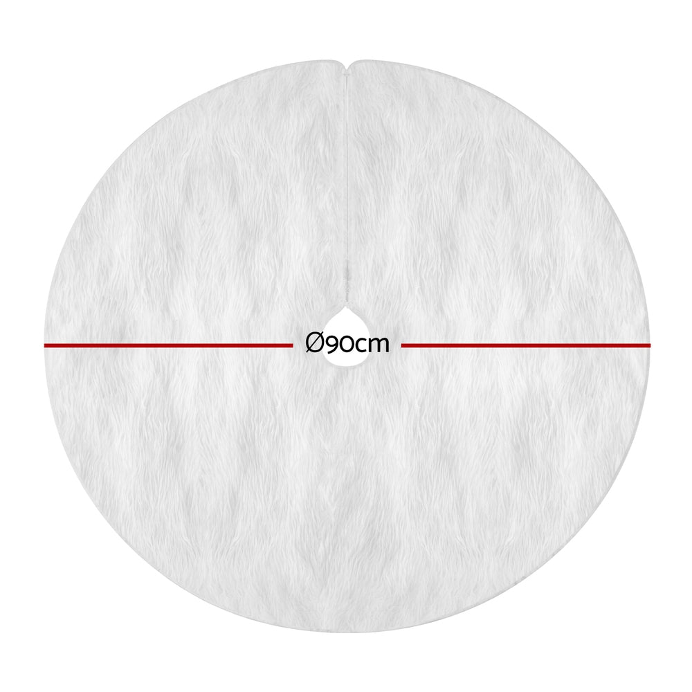 90CM White Plush Christmas Tree Skirt